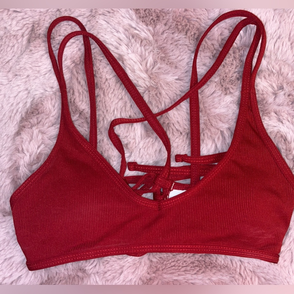 Red bikini top.